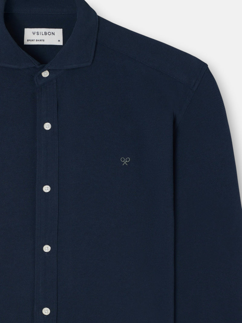 Chemise sport piqué marine