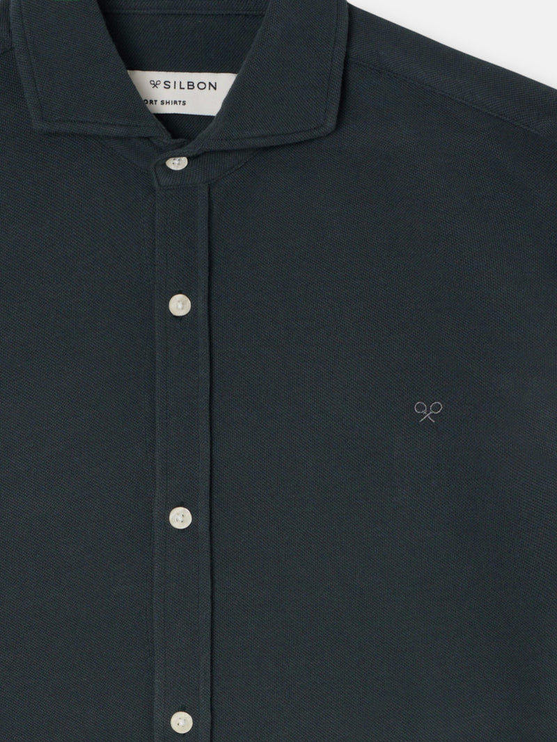 Camisa sport pique verde oscuro