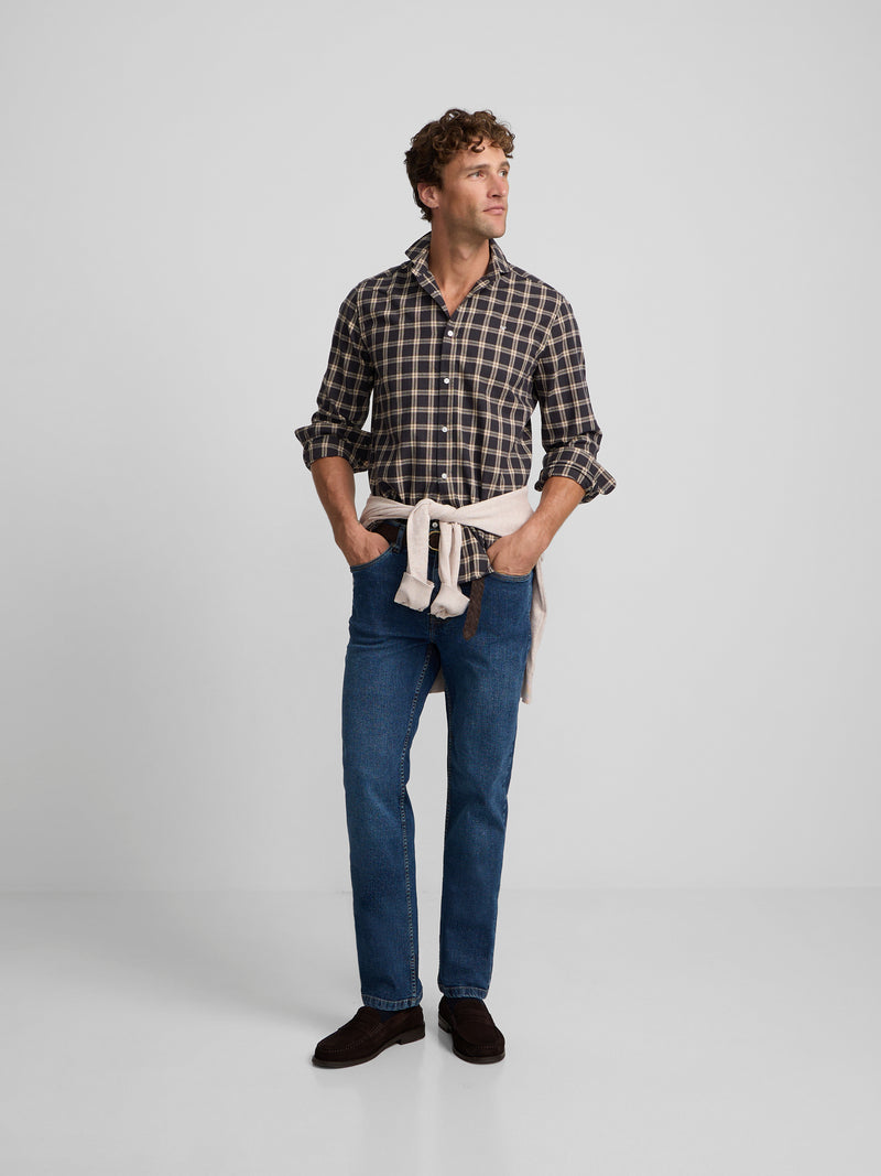 Camisa sport warm cuadro tartan marron