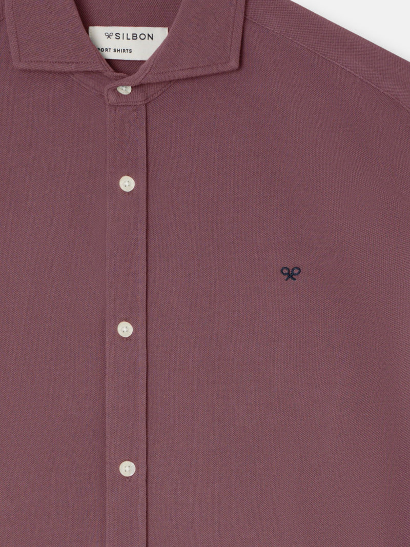 Camisa sport pique burdeos