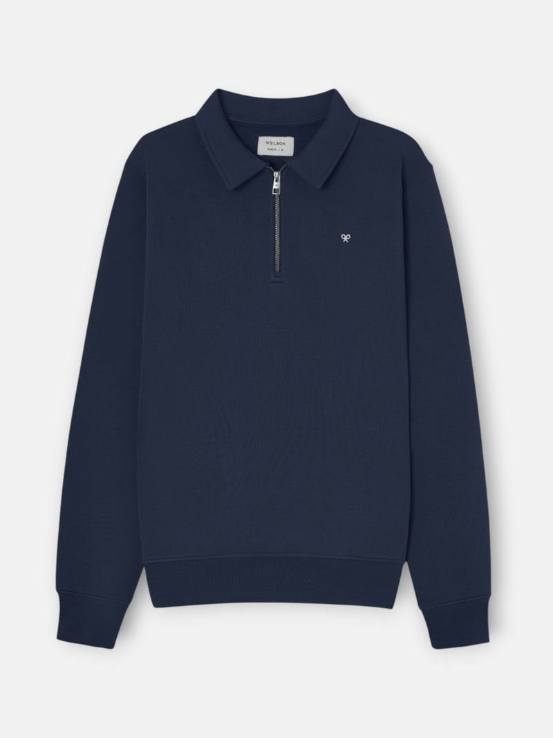 Sweat-shirt à demi-fermeture éclair minilogo bleu marine