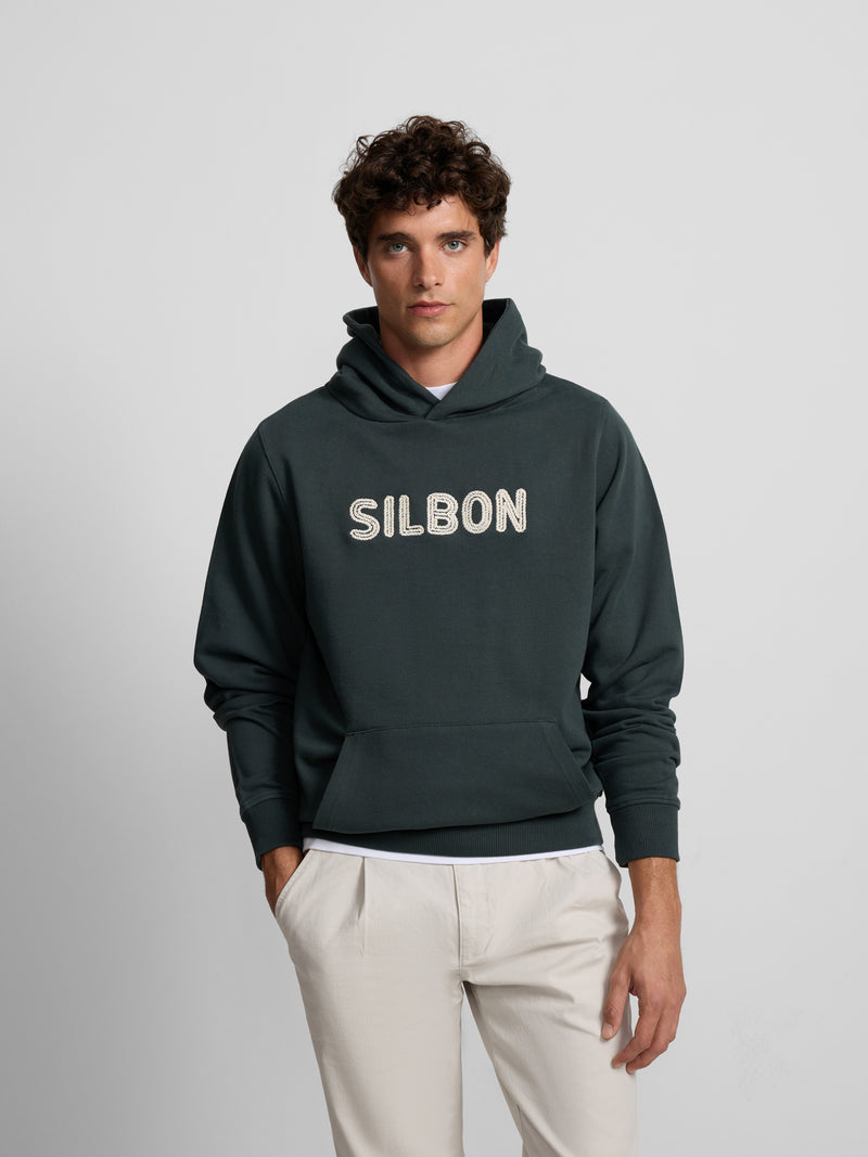 Sudadera capucha cuerda verde oscuro