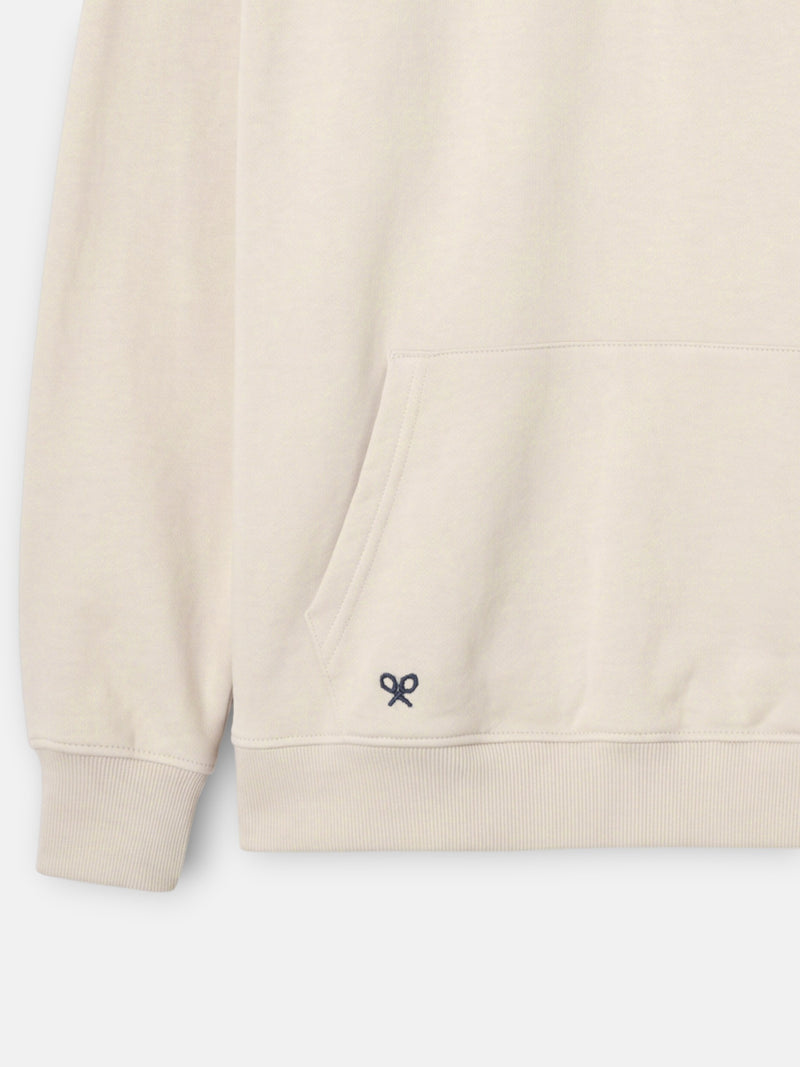 Sudadera relaxed fit media cremallera etiqueta crema