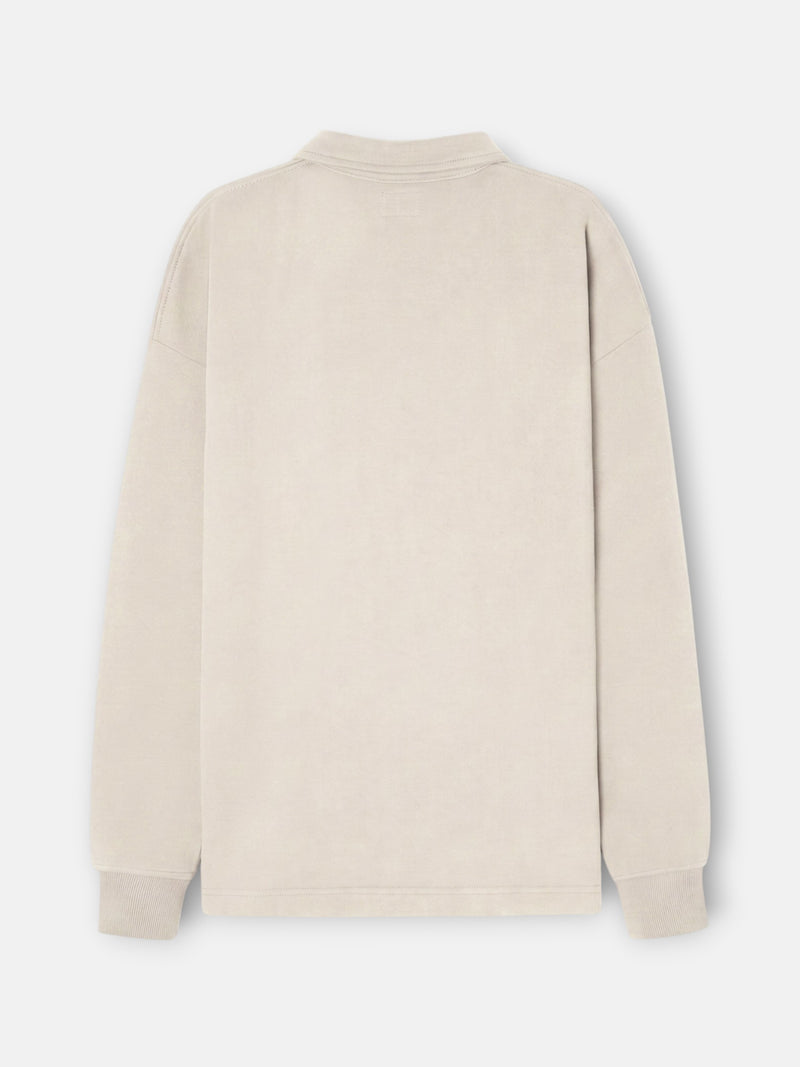Sudadera relaxed fit media cremallera etiqueta crema