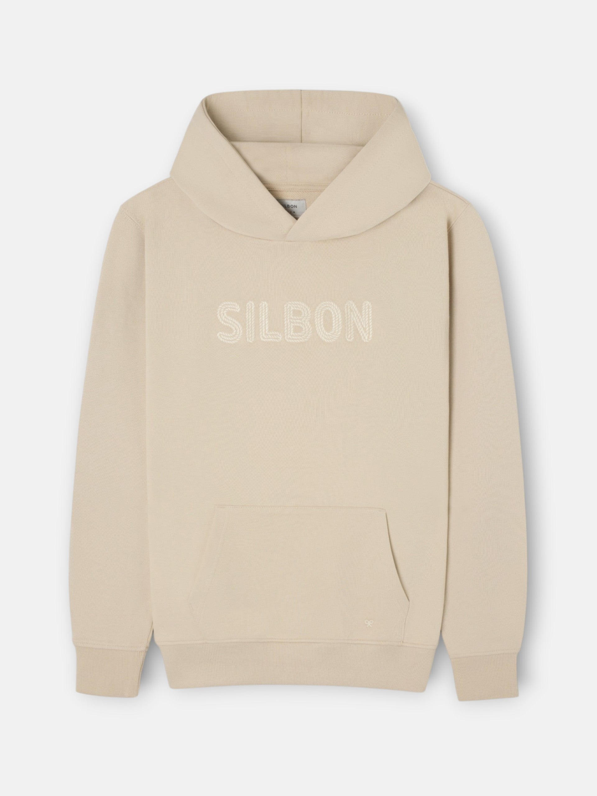 Sudadera capucha cuerda beige