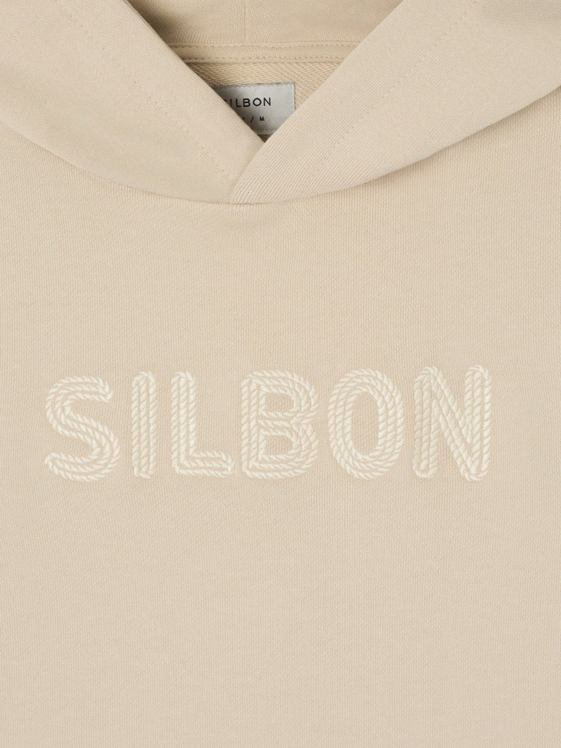 Sudadera capucha cuerda beige