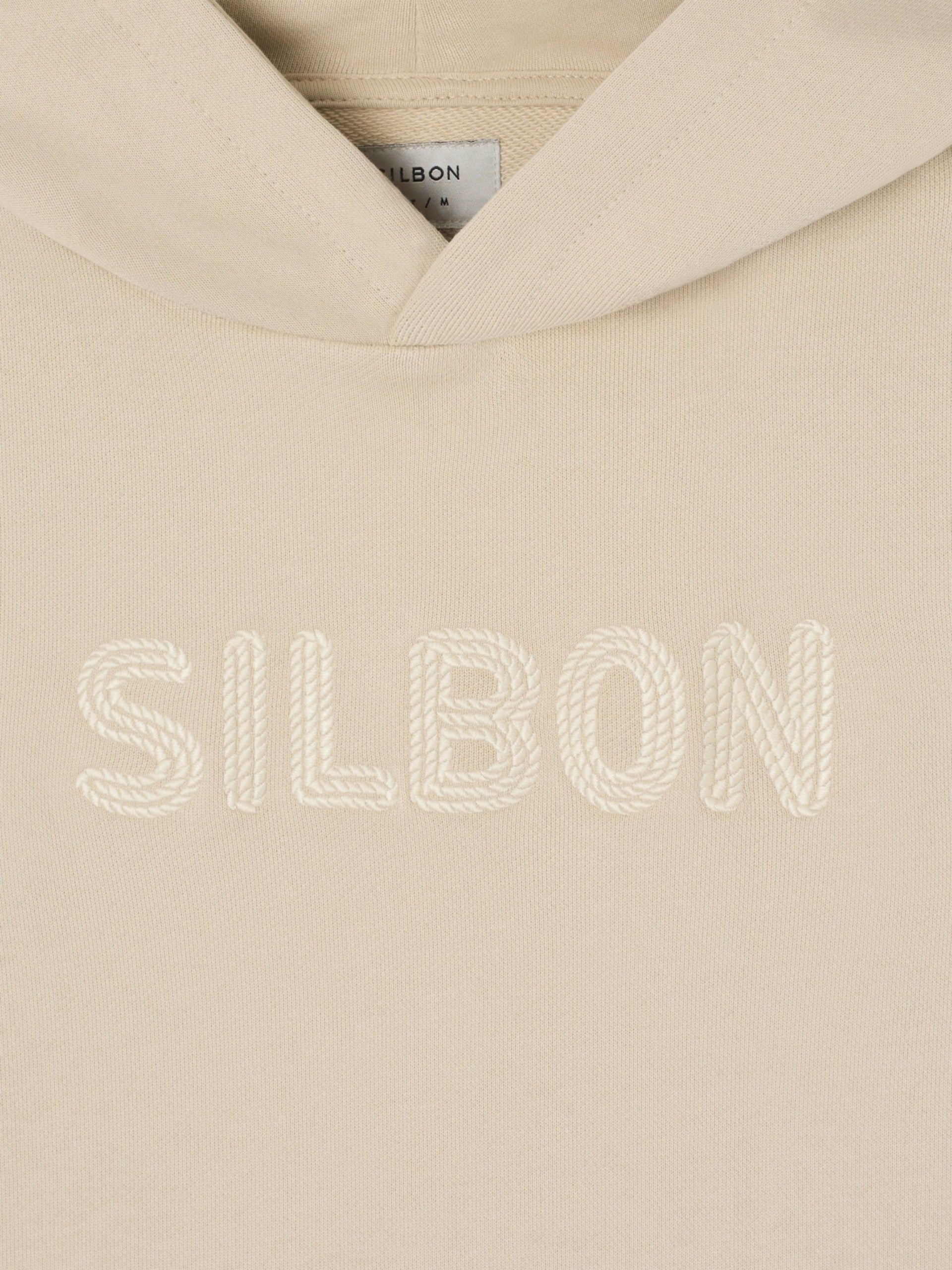 Sudadera capucha cuerda beige