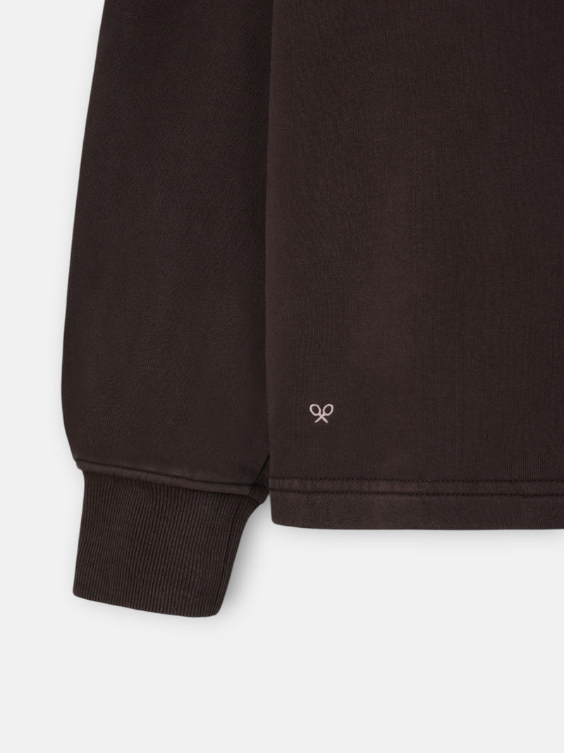 Sudadera cuello polo desgastada marron