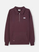 Sweat-shirt coupe décontractée demi-fermeture éclair étiquette bordeaux