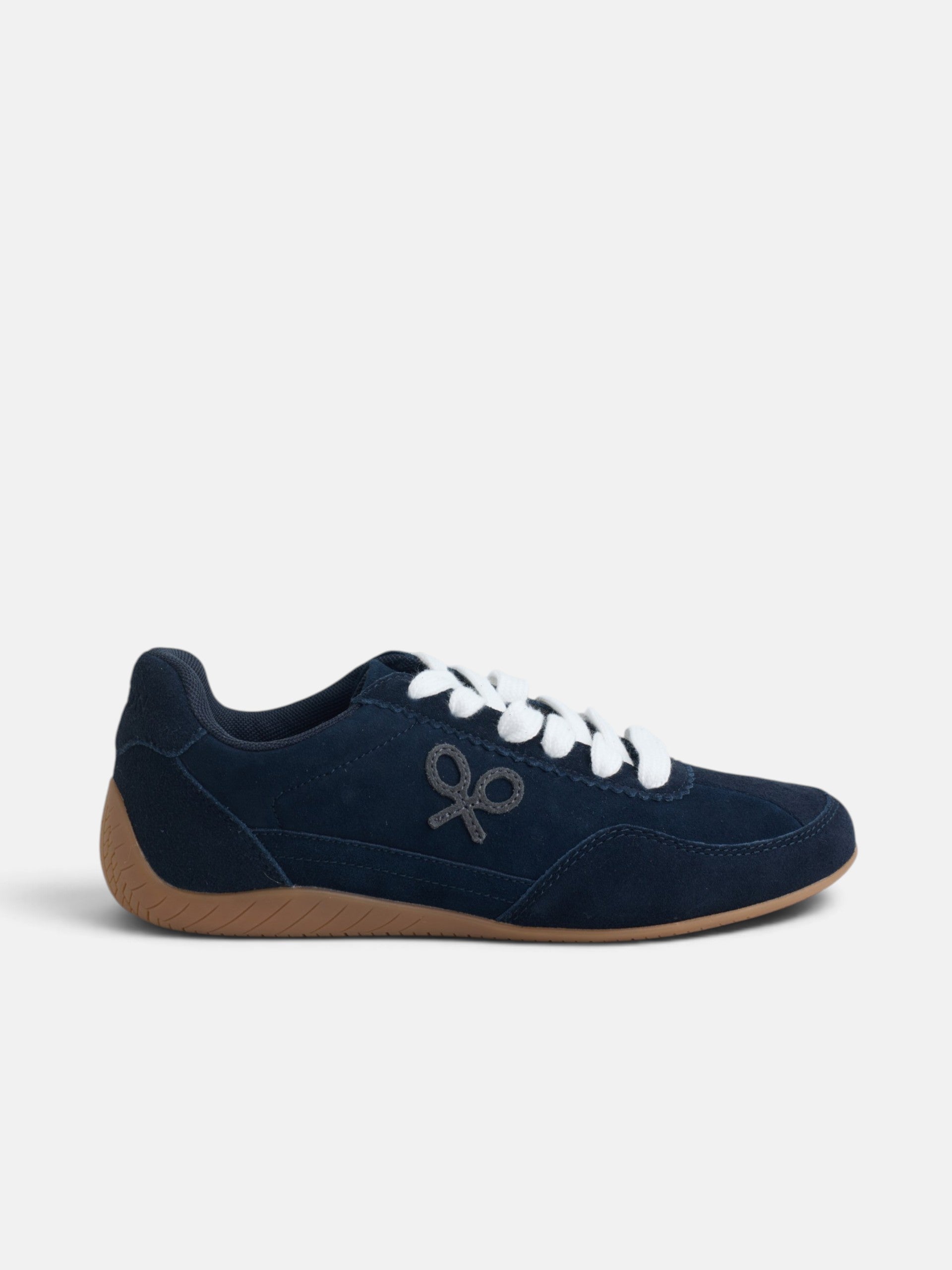 Zapatilla retro serraje azul marino