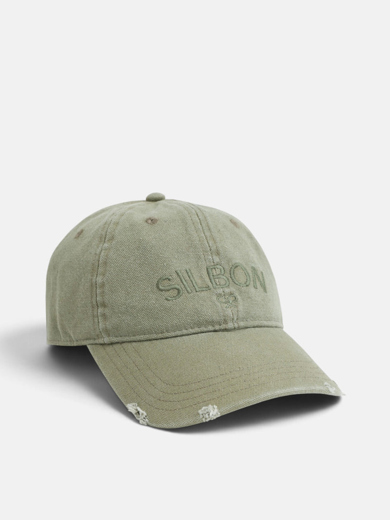 Gorra silbon desgastada verde