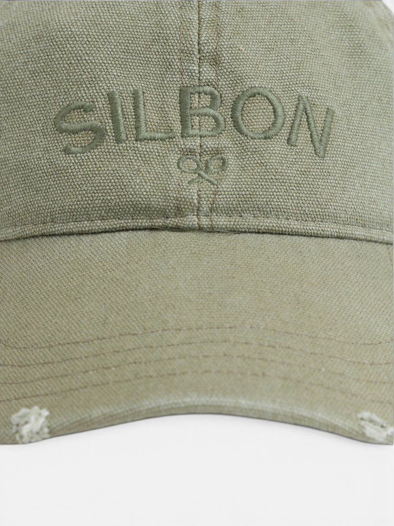 Gorra silbon desgastada verde
