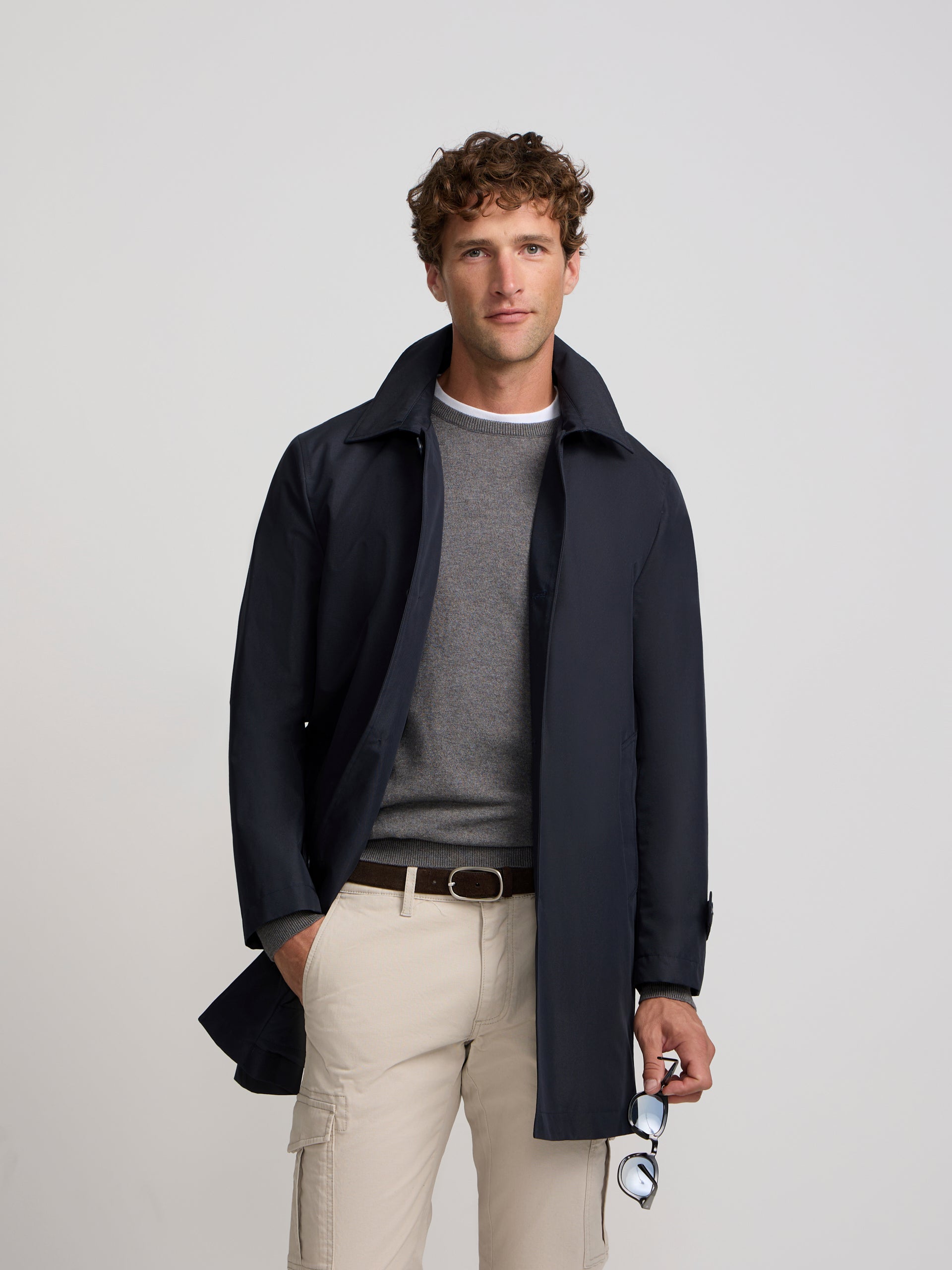 Trench-coat court bleu marine