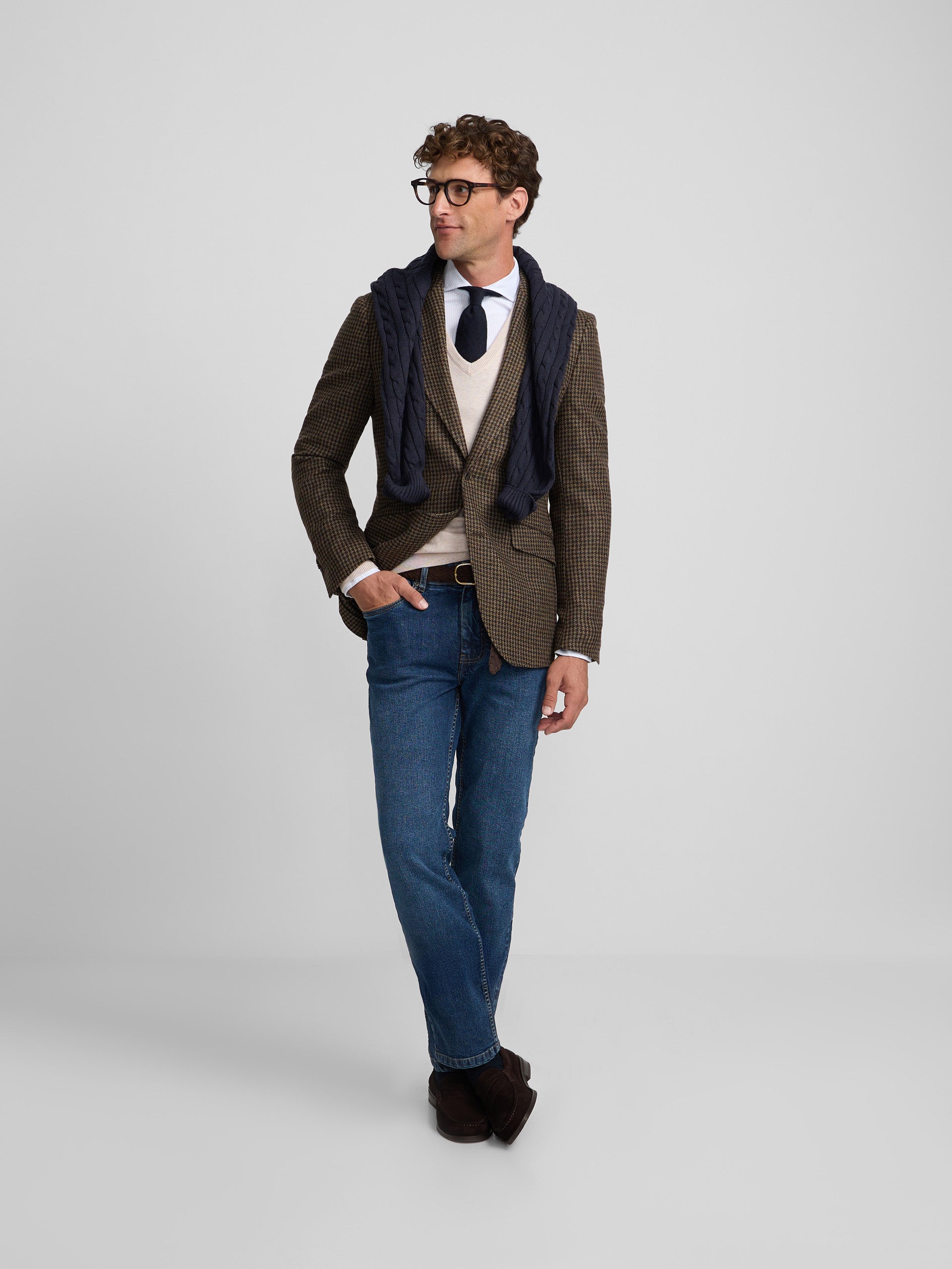 Blazer pied-de-poule verde
