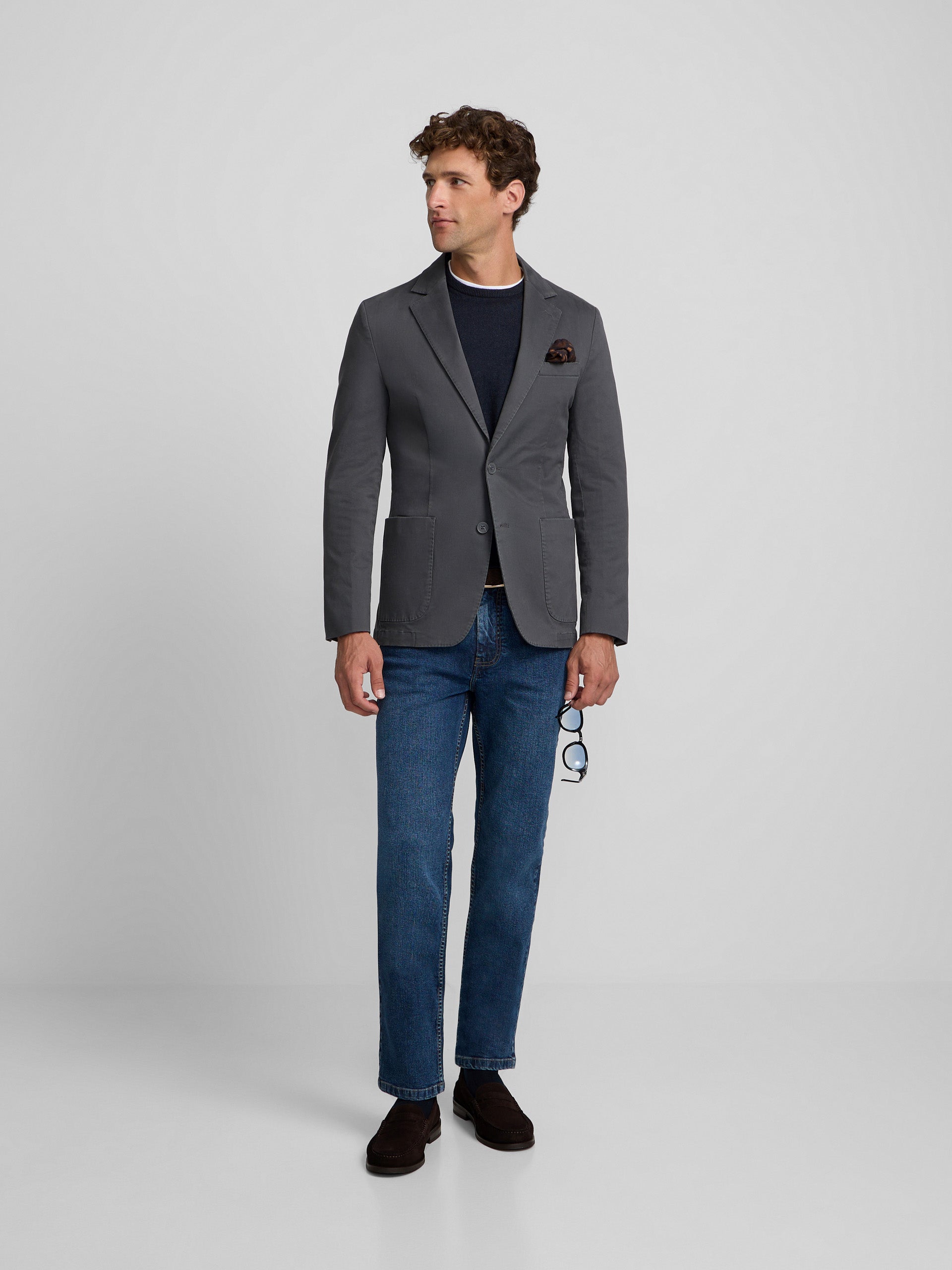 Blazer casual reto cinzento
