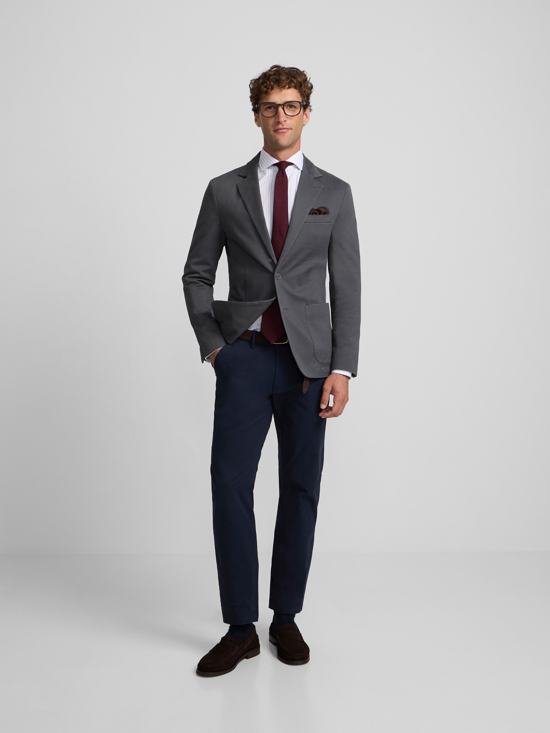 Blazer casual reto cinzento