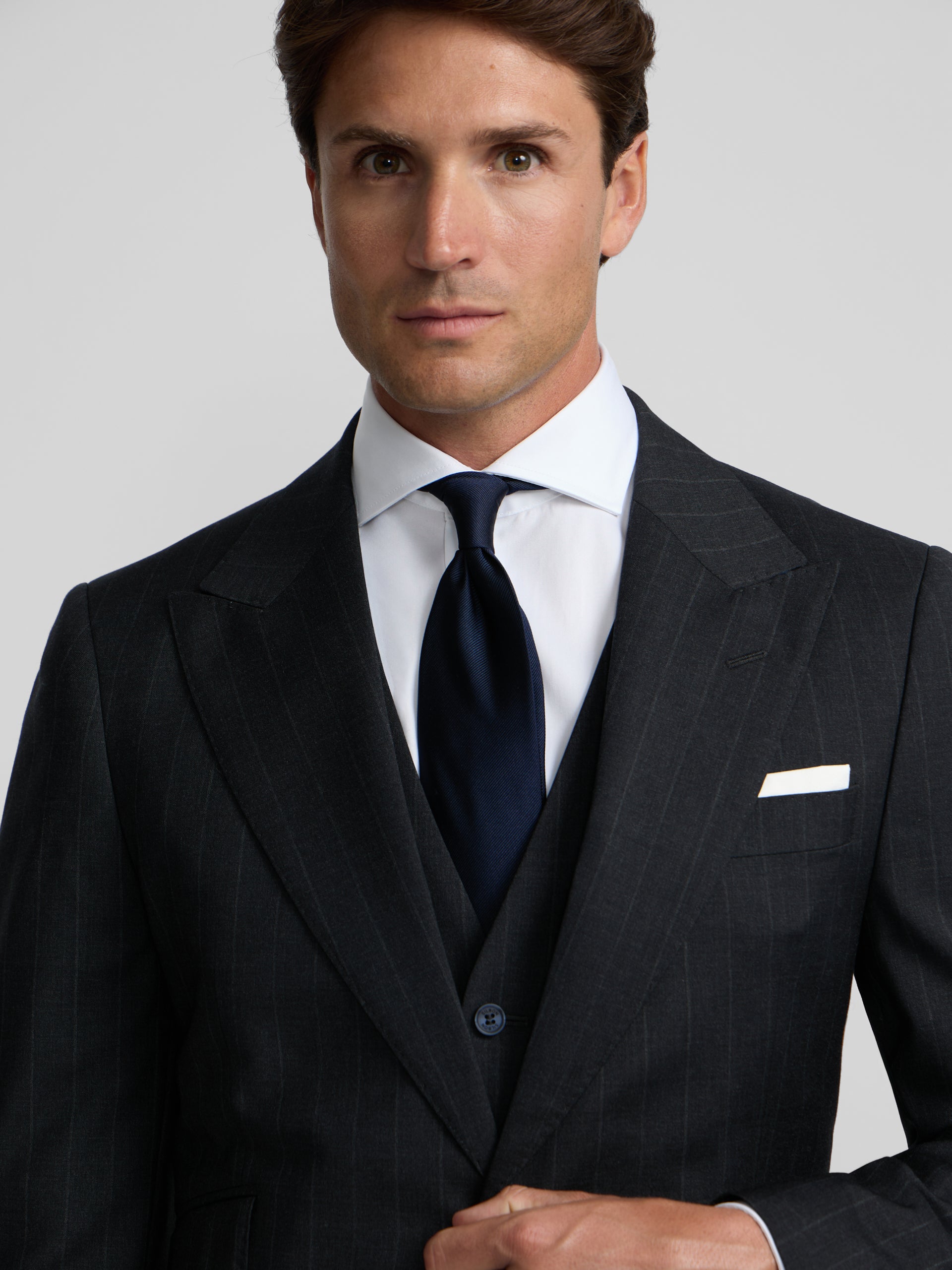 Americana traje raya diplomatica gris
