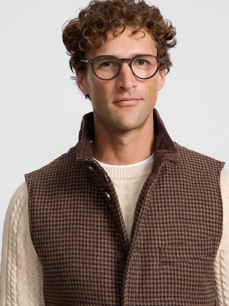 Chaleco casual pata de gallo beige
