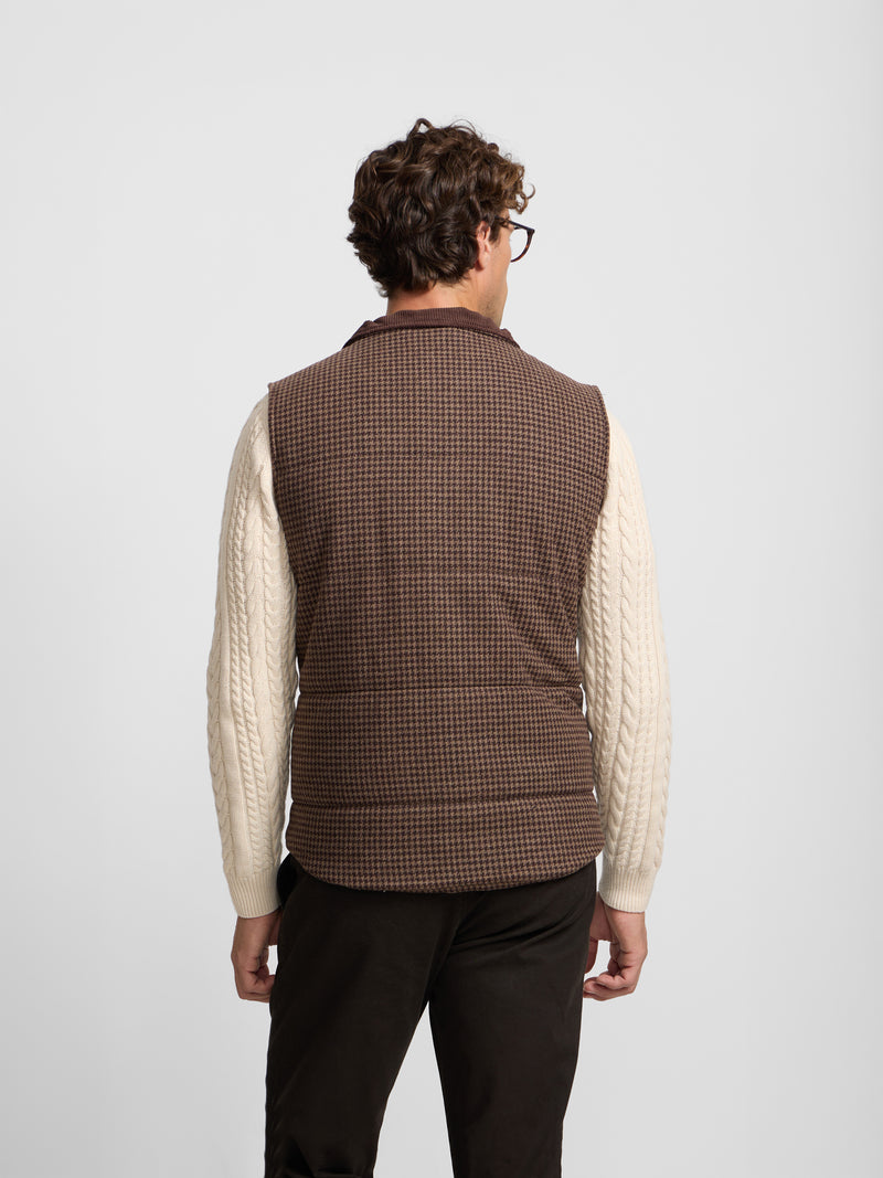 Chaleco casual pata de gallo beige
