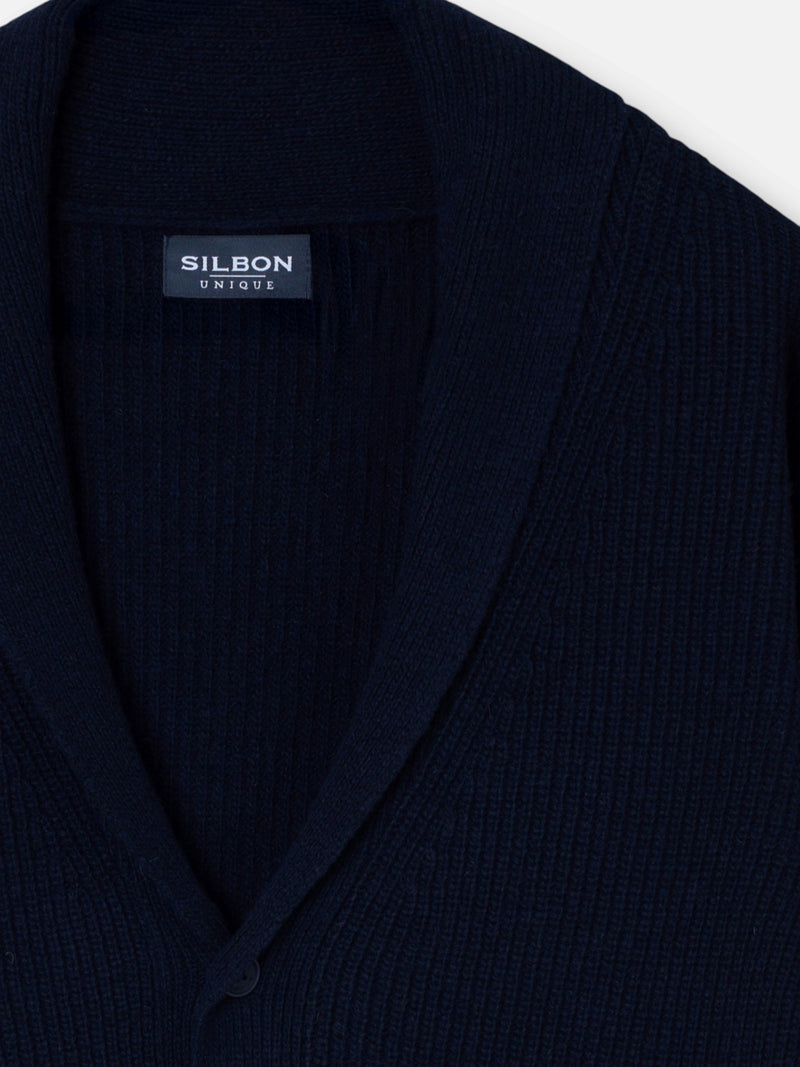 Cardigan unique cuello chal azul marino
