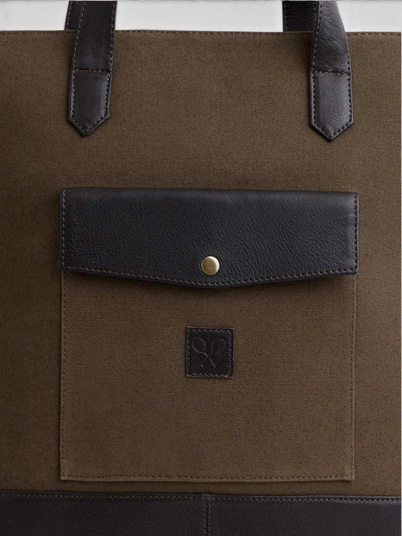 Tote bag unique brown leather canvas