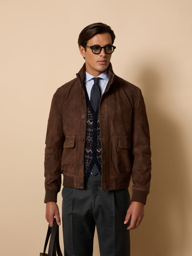 Harrington Unique brown leather jacket