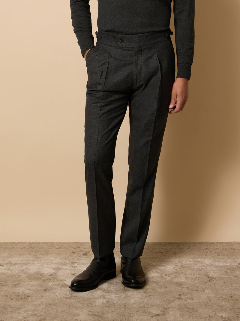 Unique houndstooth gray suit trousers
