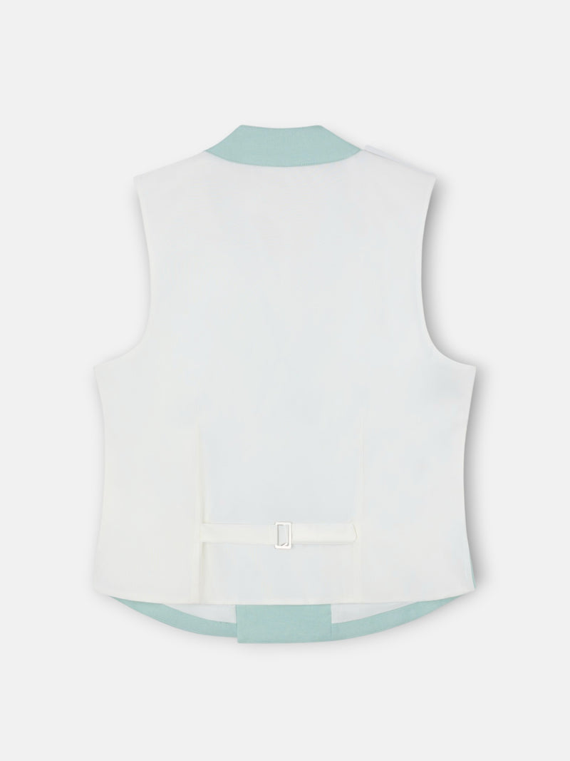 Gilet chaque col classique aigue-marine