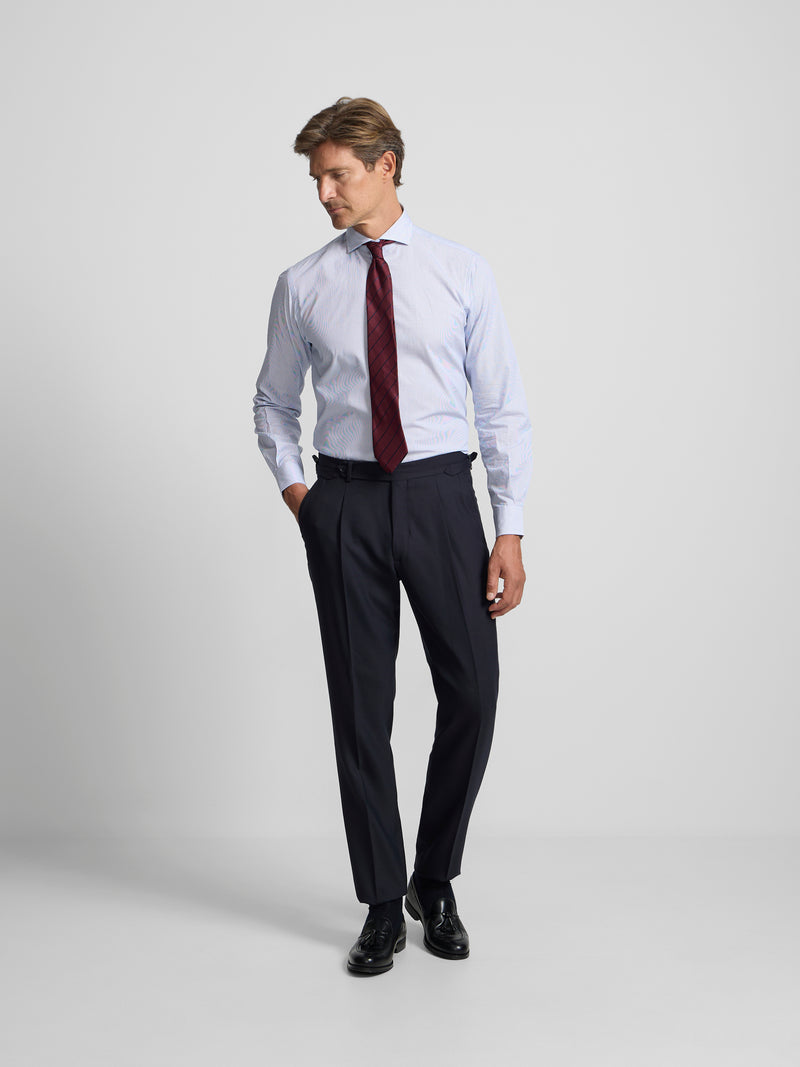 Navy blue pleated dress trousers