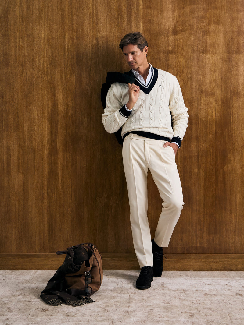 Pantalon vestir prolonga pinzas beige claro