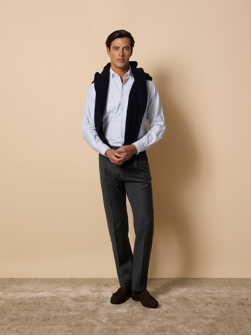Plain grey pleated unique trousers