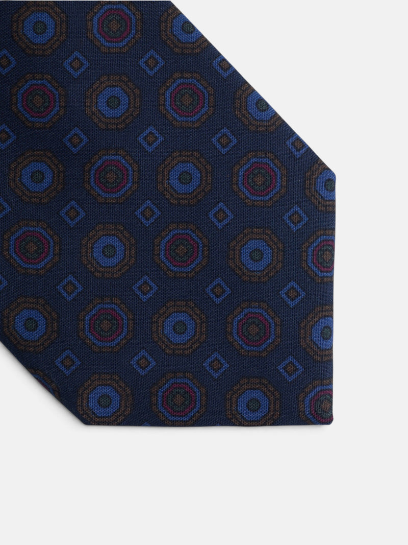Corbata motivo roseta azul marino