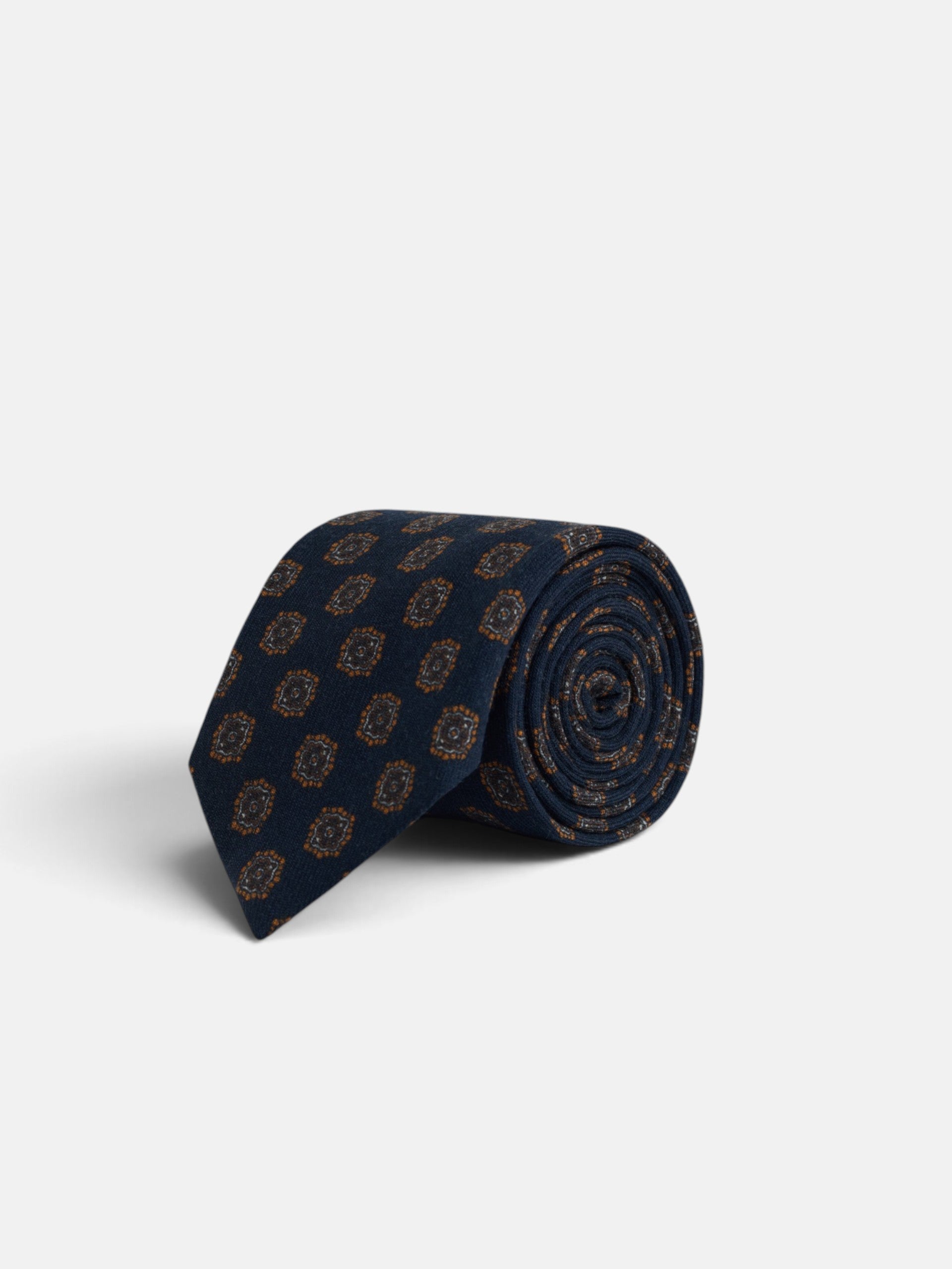 Corbata estampado medallón azul marino
