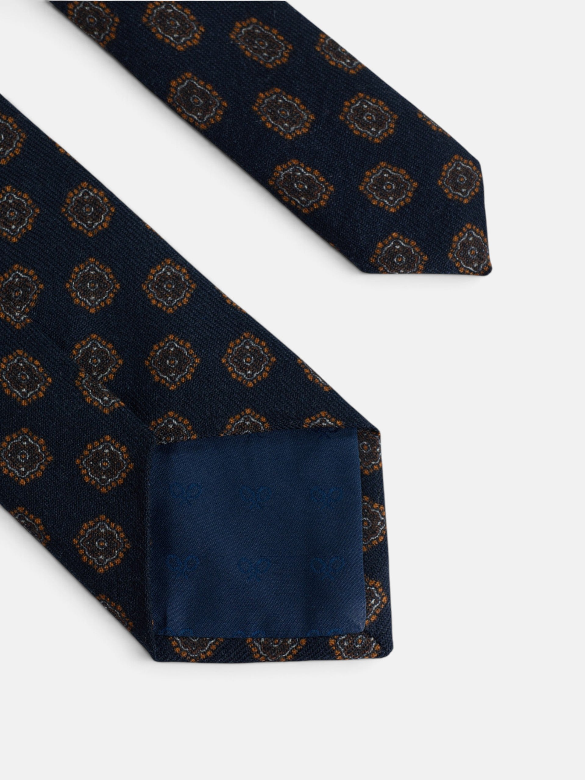 Corbata estampado medallón azul marino