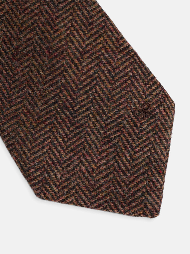 Brown herringbone tie