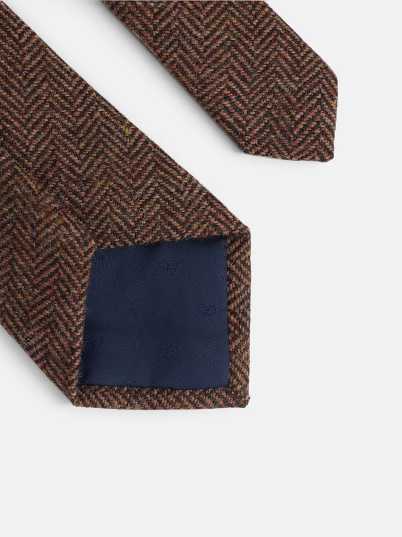 Brown herringbone tie