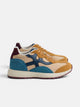 RACKETS09 camel and blue sneaker