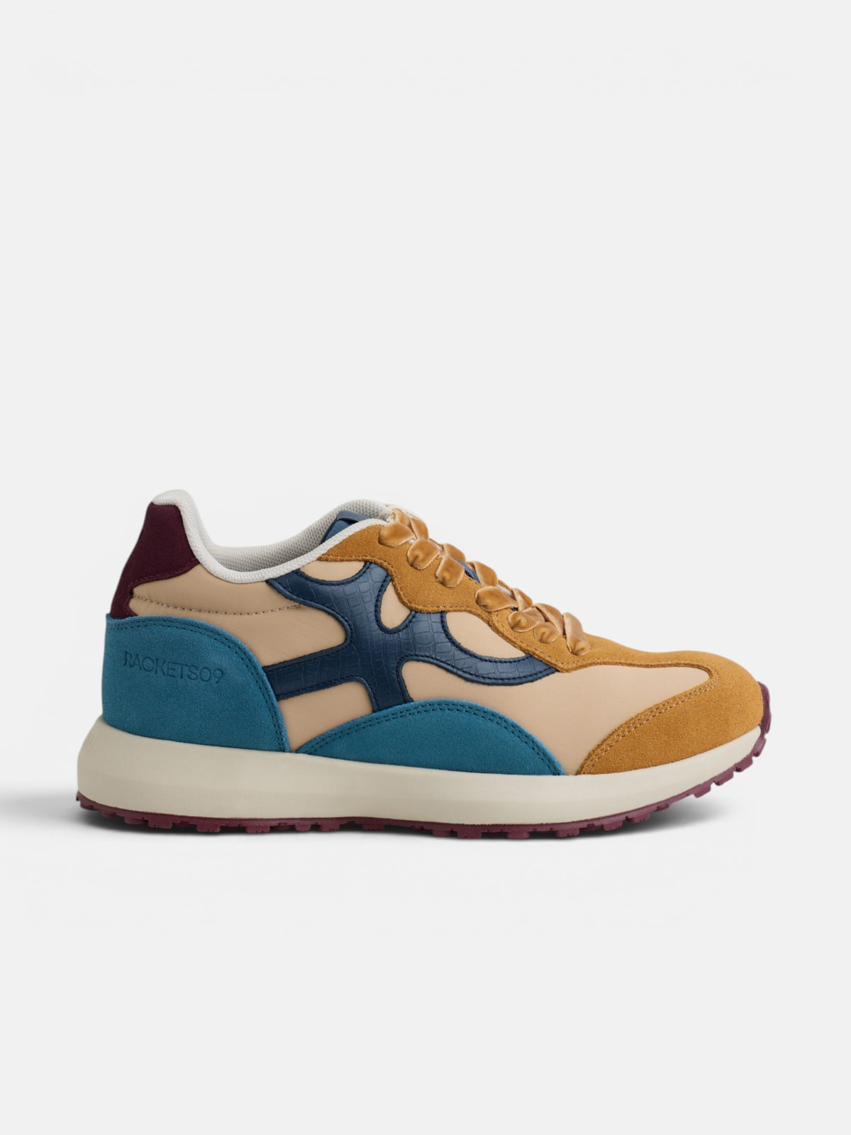 RACKETS09 camel and blue sneaker