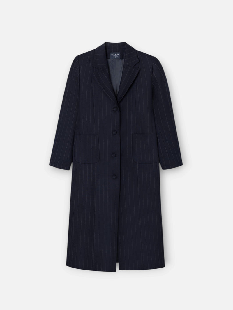Navy blue unique pinstripe coat