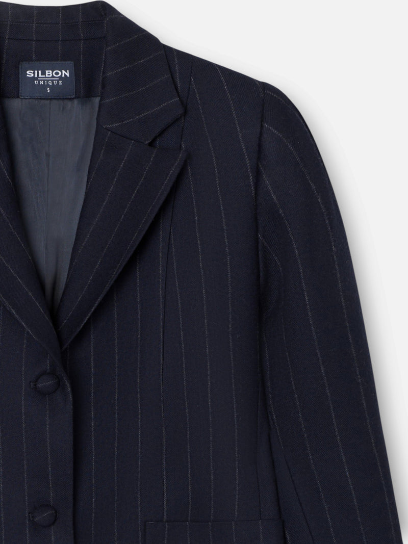 Navy blue unique pinstripe coat