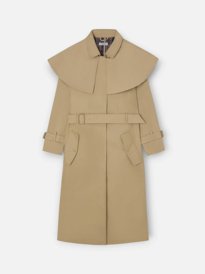 Gabardina larga capa beige