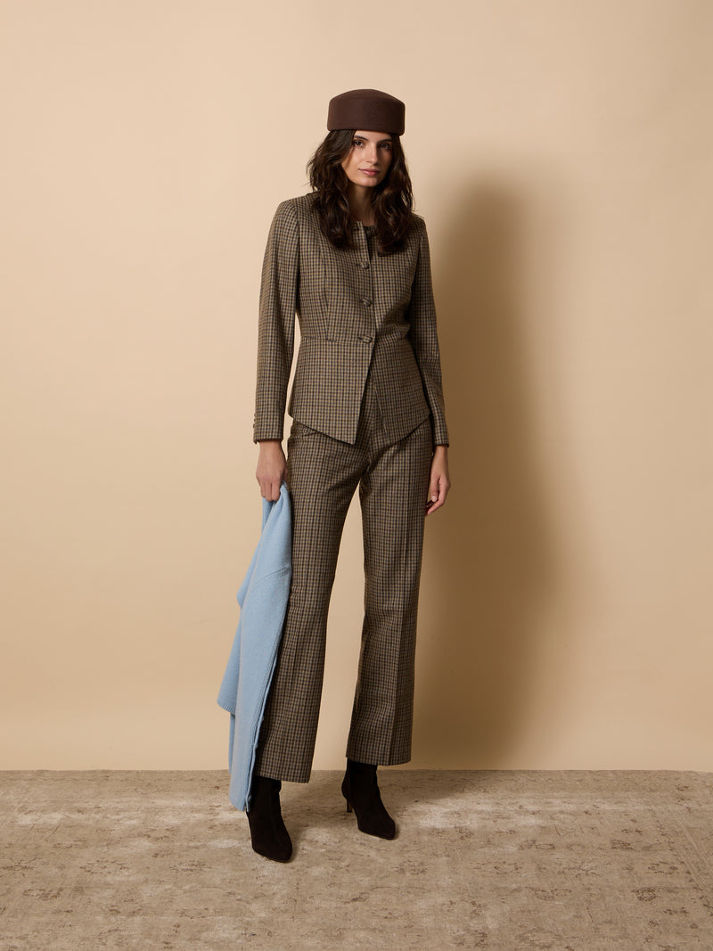 Veste unique col rond beige