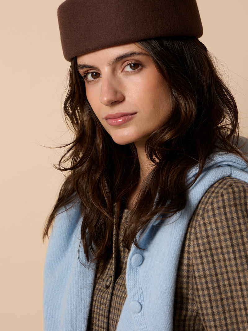 Veste unique col rond beige