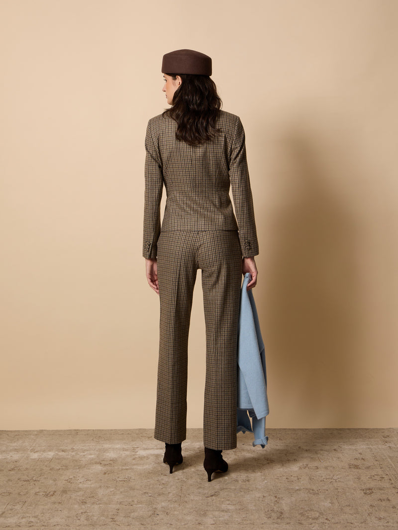 Veste unique col rond beige