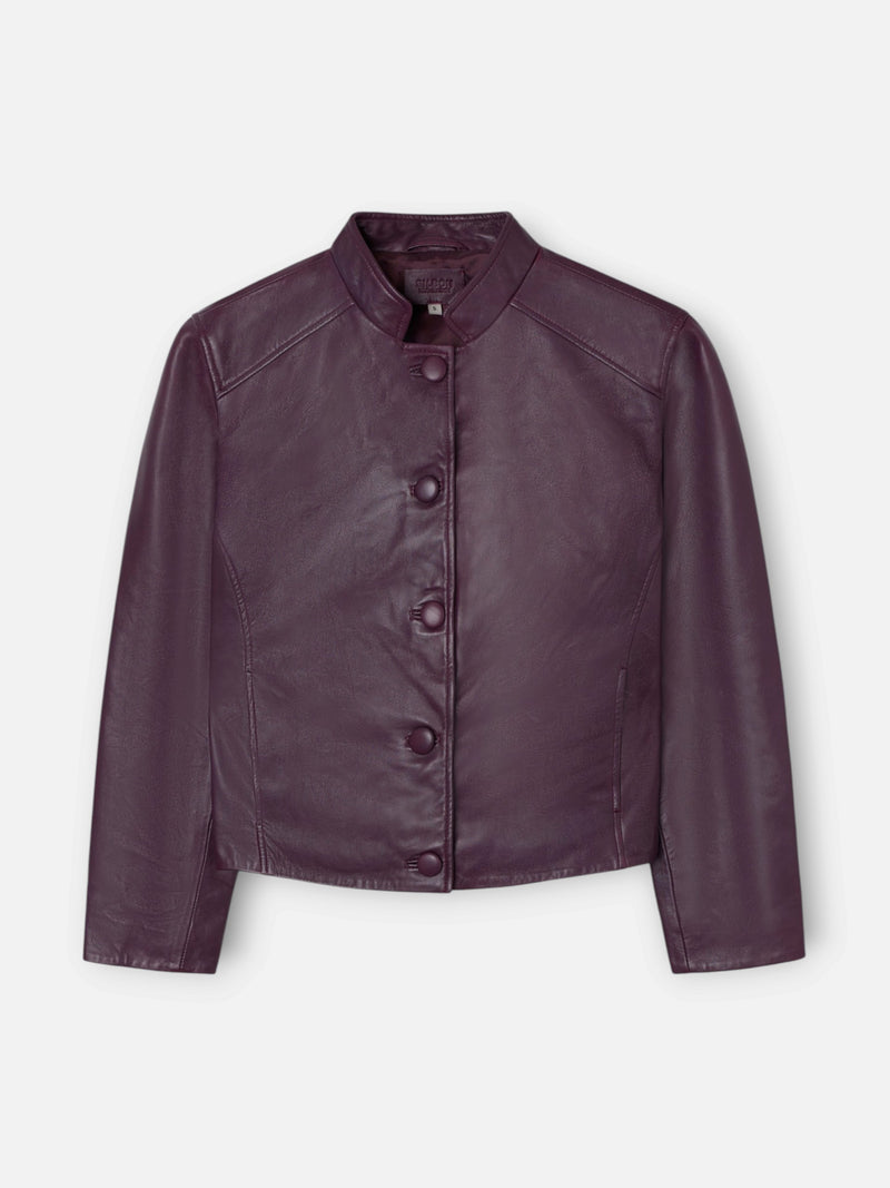 Chaqueta piel napa botones granate