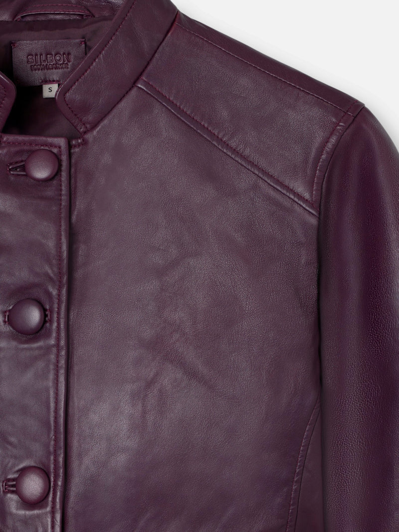 Chaqueta piel napa botones granate