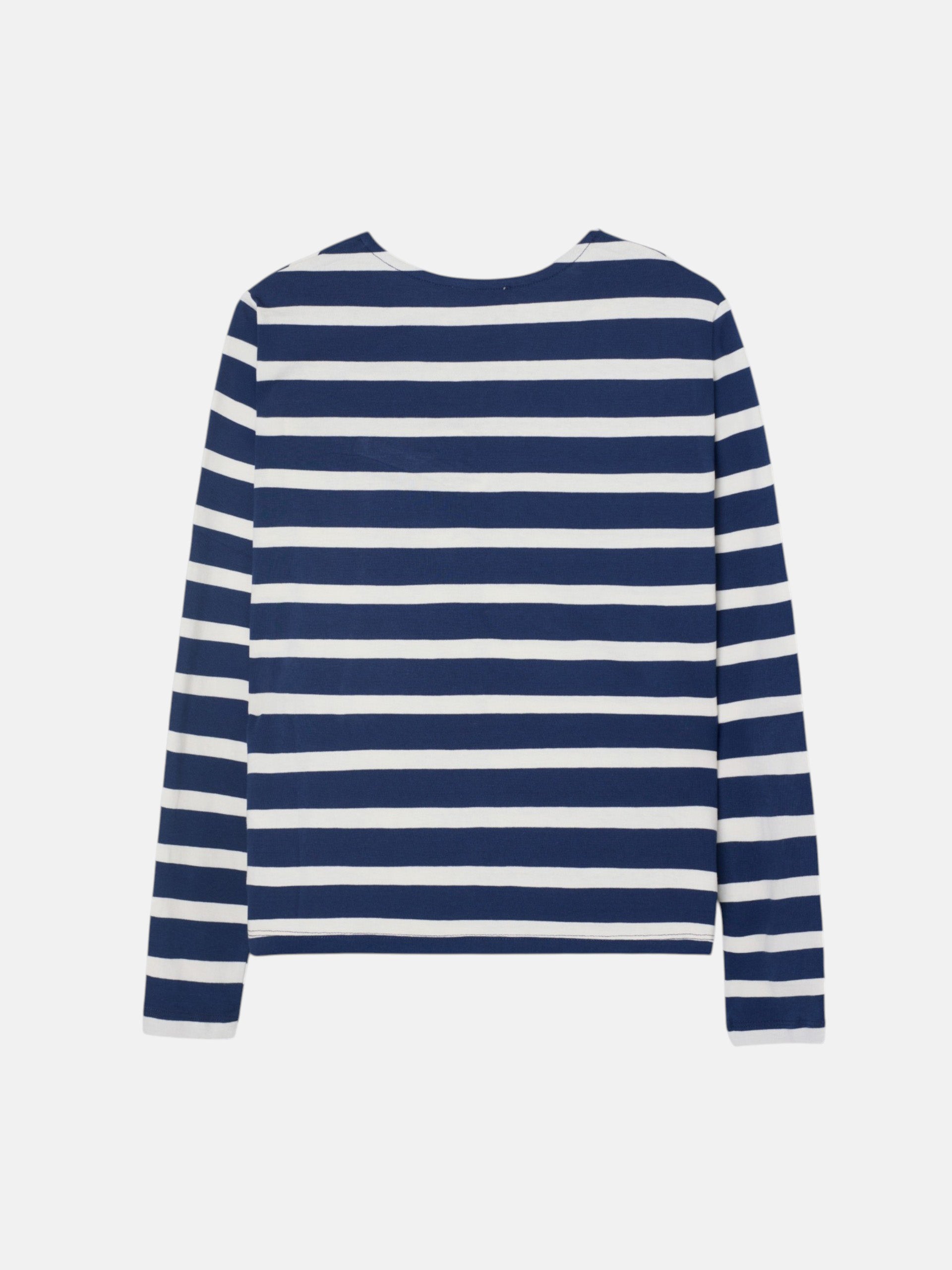 Women's navy blue striped lace-up T-shirt