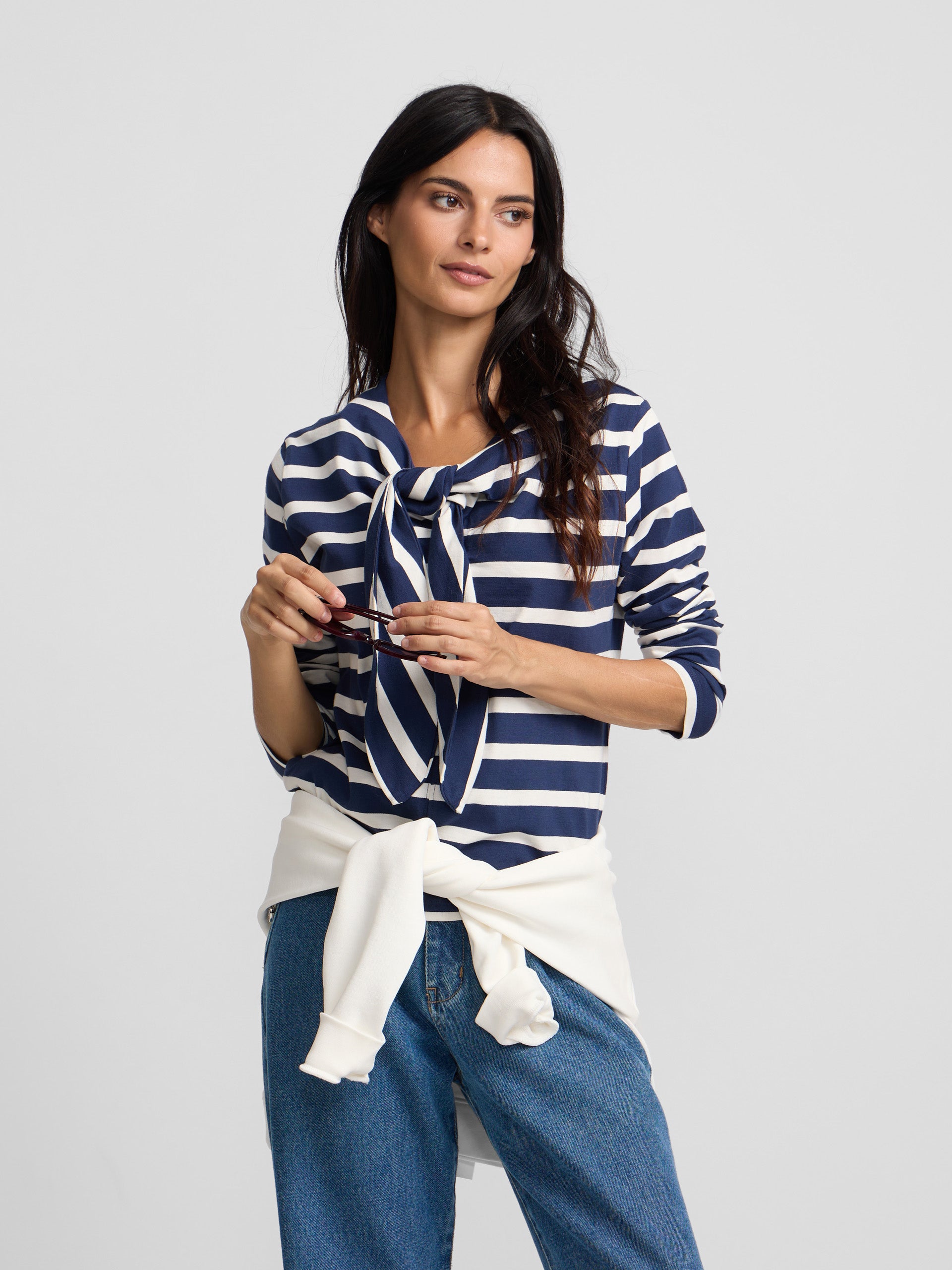Camiseta woman lazada rayas azul marino