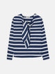 Women's navy blue striped lace-up T-shirt