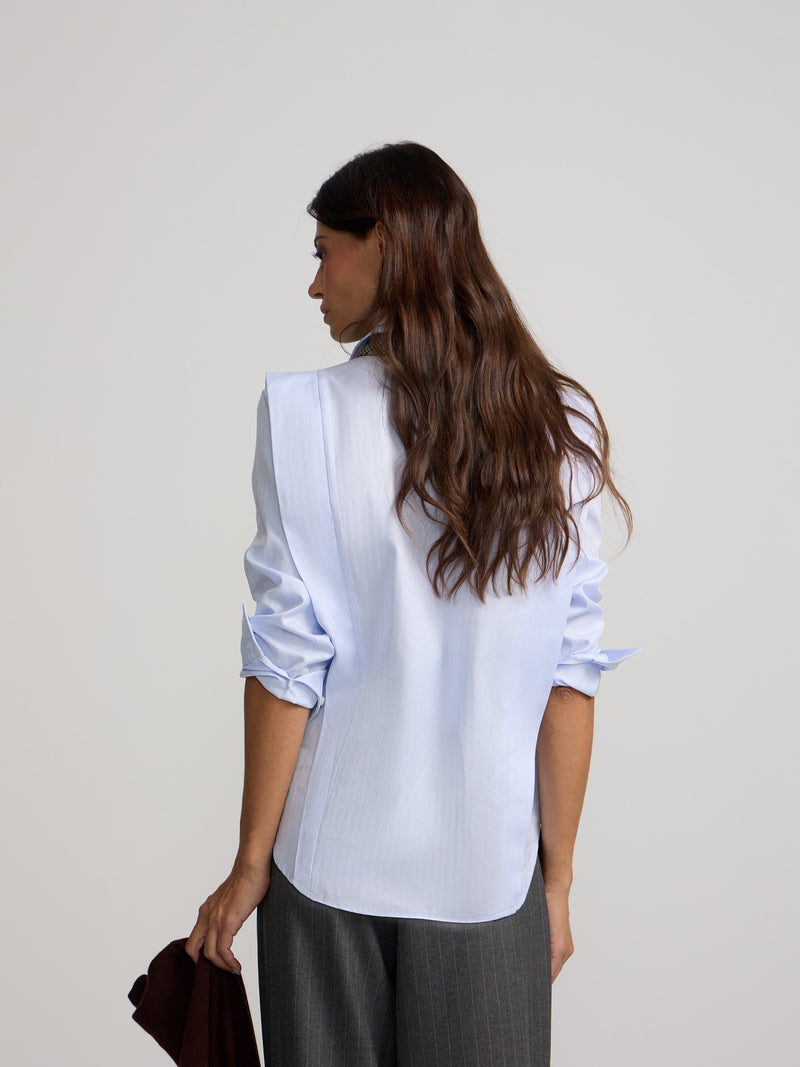 Chemise structurée à chevrons bleu ciel